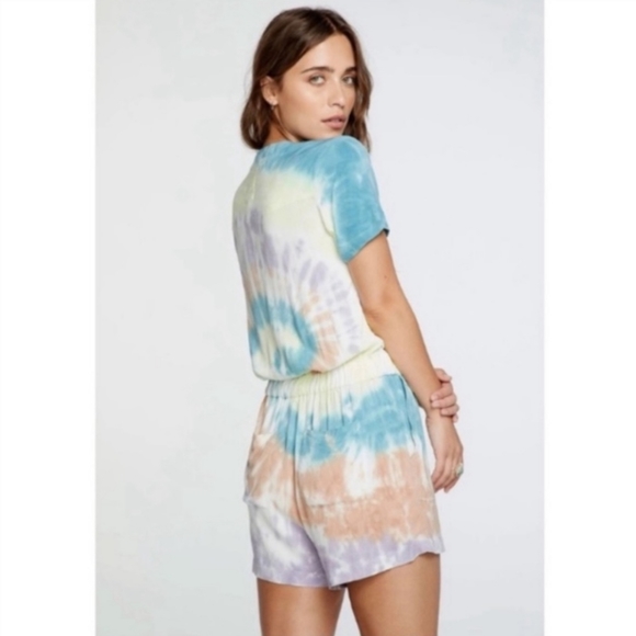 Chaser Tie Dye Heirloom Button Down Romper - Picture 2 of 16